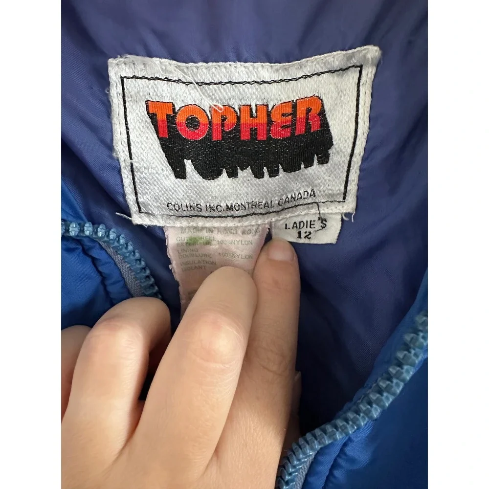 Vintage Topher Ski Suit Set Blue Green Jacket Bib Overalls Women Retro 2 Piece